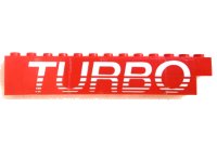 LEGO part Stickered Assembly 13 x 1 x 2 with White 'TURBO' Pattern Model Left Side (Sticker) - Set 5540 - 1 Brick 1 x 2, 1 Brick 1 x 3, 5 Panel 1 x 2 x 2 - Solid Studs BA370pb01L