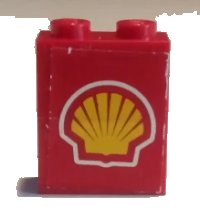 LEGO onderdeel Stickered Assembly 2 x 1 x 2 with Shell Logo Pattern (Sticker) - Set 1253-1 - 2 Brick 1 x 2 BA014pb03