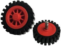 LEGO onderdeel Wheel Spoked 2 x 2 with Stud with Black Tire 24mm D. x 8mm Offset Tread - Interior Ridges (bb0019 / 3483) bb0019c02