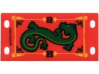 LEGO onderdeel Plastic Flag 4 x 8 with Green Oriental Dragon Pattern (bb0130)