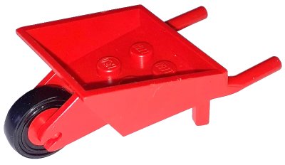 LEGO onderdeel Fabuland Utensil Wheelbarrow with Red Pulley Wheel with Black Tire 14mm D. x 4mm Smooth Small Single (bb1310 / 3464c01) (bb1310c01)