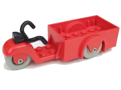 LEGO onderdeel Fabuland Tricycle (1 Front Wheel) with Black Handlebars and Light Gray Wheels (fabac1)