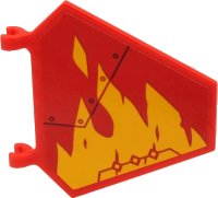 LEGO part Flag 5 x 6 Hexagonal with Yellow Flames and Black Line and Circles on Red Background Pattern Model Left Side (Sticker) - Set 71704 x1435pb031L