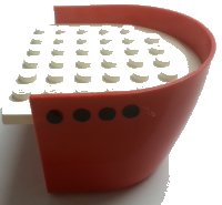 LEGO part Boat, Hull Smooth Stern 6 x 6 x 3 1/3 with White Deck with 8 Black Dots (Portholes) Pattern (Stickers) - Set 312-3 x147c02pb02