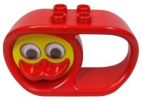 LEGO onderdeel Duplo Rattle Teether Oval 2 x 6 x 3 with Handle and Turning Yellow Duck Face with Red Beak and Rattling Eyes x1728cx2