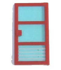 LEGO part Door 1 x 4 x 6 with 3 Panes with Trans-Light Blue Glass with 4 White Stripes Pattern (Sticker) - Set 7892 x39c01pb01