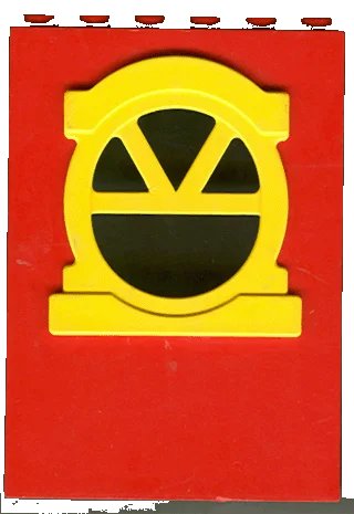 LEGO onderdeel Fabuland Building Wall 2 x 6 x 7 with Round Top Yellow Window (x636c02)
