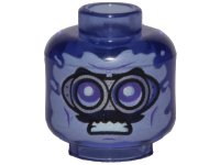 LEGO onderdeel Minifigure, Head Silver Goggles, Black Moustache, Angry Pattern - Vented Stud 3626pb3343
