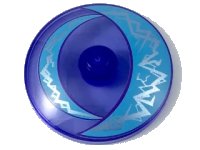 LEGO part Dish 4 x 4 Inverted (Radar) with Solid Stud with Medium Azure Crescents and Silver Lightning Pattern 3960pb039