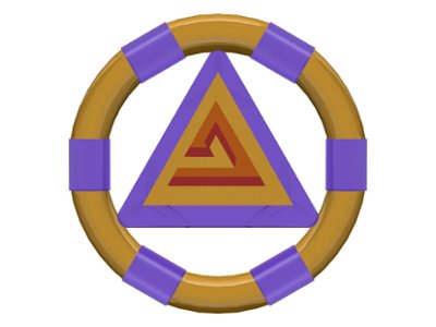 LEGO part Ring with Center Triangle with Gold Bands and Triangle Pattern (Atlantis Treasure Key) (87748pb06)