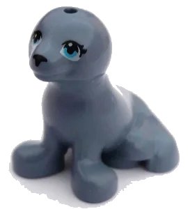 LEGO onderdeel Seal, Friends with Black Nose and Eyelashes, Medium Blue / Medium Azure Eyes Pattern (Undetermined Type) (16765pb01)