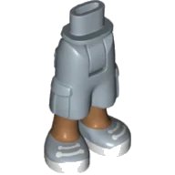 LEGO onderdeel Mini Doll Hips and Trousers Cropped Large Pockets, Medium Nougat Legs and Sand Blue Sneakers Pattern - Thick Hinge (25727c00pb02)