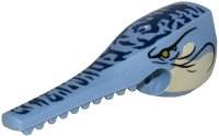 LEGO part Skimwing Head Jaw Upper with Tan Face, Gold Eyes, and Dark Blue Scales Pattern 2800pb01