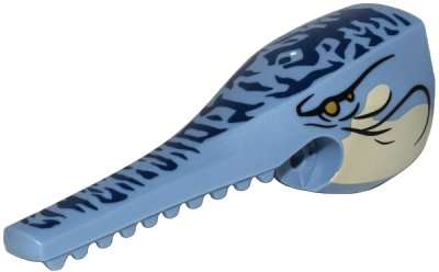 LEGO onderdeel Skimwing Head Jaw Upper with Tan Face, Gold Eyes, and Dark Blue Scales Pattern (2800pb01)