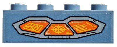 LEGO part Brick 1 x 4 with 3 Orange Screens with Radar and Graph Pattern (Sticker) - Set 76107 (3010pb296)