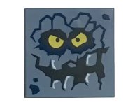 LEGO part Tile 2 x 2 with Rock Creature Face with Jagged Grin, Dark Blue Spots and Yellow Eyes Pattern (Brickster) 3068pb1087
