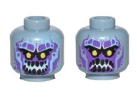 LEGO part Minifigure, Head Dual Sided Alien with Yellow Eyes, Dark Purple Rock Teeth, Smile / Angry Pattern 3626pb1834