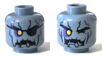 LEGO part Minifigure, Head Dual Sided Alien with Yellow Right Eye, Eye Patch, Jagged Rock Mouth and Stone Cracks Pattern 3626pb1963