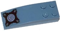 LEGO onderdeel Slope, Curved 6 x 2 with White and Purple Spiral in Dark Red Circle and Mechanical Pattern (Sticker) - Set 70166 44126pb038