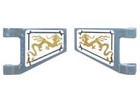 LEGO part Flag 2 x 2 Trapezoid with Gold Dragons (Angled Orientation) on White Background Pattern on Both Sides (Stickers) - Set 70734 44676pb021