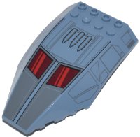 LEGO part Windscreen 10 x 6 x 2 Curved with SW Bad Batch Shuttle with Dark Red Windows, Red Reflections, and Dark Bluish Gray Panels Pattern 45705pb030