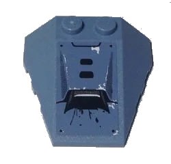 LEGO onderdeel Wedge 4 x 4 Triple with Stud Notches with Vent and Splatters Pattern Model Right Side (Sticker) - Set 70131 (48933pb013R)