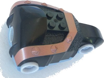 LEGO part Large Figure Torso KK with Karzon Pattern (Black Front and Copper Trim) - Series 3 - Brick 2 x 2 Relief (base part number is in question) (50659c02pb02)