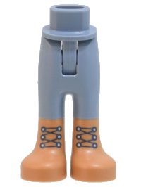 LEGO part Mini Doll Hips and Trousers with Back Pockets with Molded Medium Nougat Lower Legs / Boots and Printed Black Laces Pattern - Thin Hinge 67072c00pb004