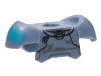LEGO part Minifigure Armor Breastplate with Shoulder Pads and 2 Back Studs with Black Panels Lines, Dark Bluish Gray Scuffs, and Medium Azure Splotch on Right Pattern 78643pb05
