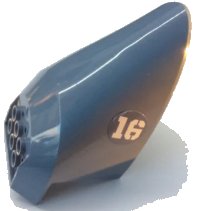 LEGO part Aircraft Fuselage Aft Section Curved Bottom 6 x 10 with White '16' Pattern on Both Sides (Stickers) - Set 70629 87616pb011