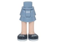 LEGO part Mini Doll Hips and Skirt Layered, Light Nougat Legs and Black Shoes with White Laces Pattern - Thick Hinge 92250c00pb30