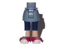 LEGO part Mini Doll Hips and Skirt, Light Nougat Legs with Dark Blue Calf Length Leggings and Magenta Sneakers with White Laces and Soles Pattern - Thick Hinge 92252c00pb013