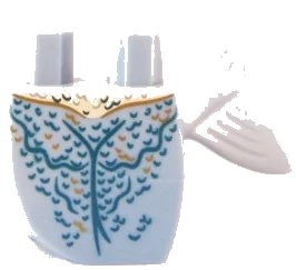 LEGO onderdeel Tail, Mermaid / Merman Curved Left with Blue and Gold Scales Pattern (95351pb01)
