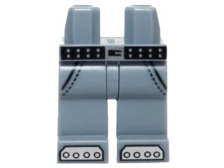LEGO onderdeel Hips and Legs with Pockets, Black and Silver Belt with Rivets and Steel-Toed Boots Pattern (970c00pb0439)