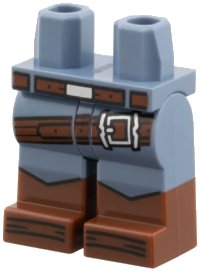 LEGO part Hips and Legs with Molded Reddish Brown Lower Legs / Boots and Printed Reddish Brown Belt and Holster Strap with Silver Buckles Pattern 970c00pb1826