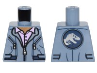 LEGO part Torso Jumpsuit with Silver Zippers and 2 Pockets over Lavender Shirt with Collar Pattern 973pb2349