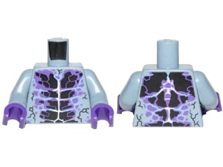LEGO onderdeel Torso Black and Dark Purple Rock Veins Pattern / Sand Blue Arms / Dark Purple Hands (973pb2717c01)