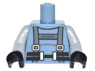 LEGO onderdeel Torso Scuba Suit with Dark Bluish Gray Straps with Silver Buckles, Black Belt Pattern / Light Bluish Gray Arms / Black Hands (973pb2794c01)