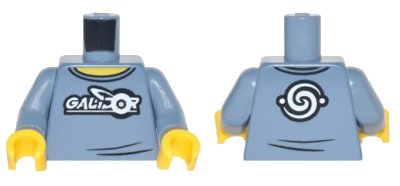 LEGO onderdeel Torso Shirt with White 'GALIDOR' Logo and Swirl Emblem on Back Pattern / Sand Blue Arms / Yellow Hands (973pb2820c01)