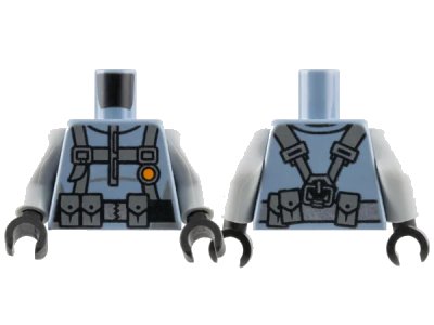 LEGO onderdeel Torso Scuba Suit with Utility Belt with 3 Pouches Front, 3 Pouches Back Pattern / Light Bluish Gray Arms / Black Hands (973pb2827c01)