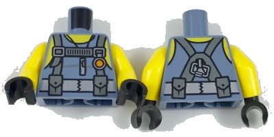 LEGO onderdeel Torso Scuba Suit with Utility Belt with 2 Pouches, Yellow Neck and Shoulders Pattern / Yellow Arms / Black Hands (973pb2847c01)