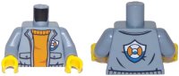 LEGO onderdeel Torso Coast Guard, Jacket with Pockets and Coast Guard Logo Badge over Crew Neck Sweater Pattern / Sand Blue Arms / Yellow Hands 973pb2864c01