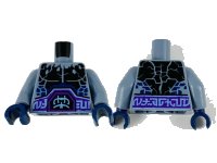 LEGO onderdeel Torso Nexo Knights Bare Chest with Black Cracks, Dark Bluish Gray Scales, Dark Purple and Light Blue Belt Pattern / Sand Blue Arms / Dark Blue Hands 973pb2909c01