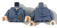 LEGO onderdeel Torso Torn Henley Shirt with Light Nougat Neck Pattern / Sand Blue Arms / Light Nougat Hands 973pb3182c01