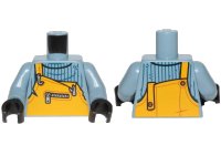 LEGO part Torso Turtleneck Sweater with Bright Light Orange Overalls and Zippered Breast Pocket Pattern / Sand Blue Arms / Black Hands 973pb3641c01