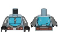 LEGO onderdeel Torso SW Armor Dark Azure Plates and Dark Brown Belt Pattern (Mandalorian) / Dark Bluish Gray Arms / Black Hands 973pb3803c01
