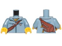 LEGO part Torso Jacket with Zipper, Diagonal Belt and Bag on Back Pattern / Sand Blue Arms / Yellow Hands 973pb3902c01