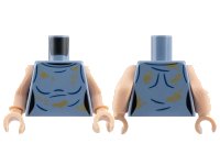 LEGO onderdeel Torso Female Sleeveless Shirt with Dark Blue Creases and Dark Tan Dirt Stains Pattern / Light Nougat Arms / Light Nougat Hands 973pb5316c01