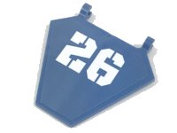 LEGO onderdeel Flag 5 x 6 Hexagonal with White '26' Pattern (Sticker) - Set 70609 x1435pb026