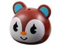LEGO part Minifigure, Head, Modified Squirrel / Cub with Ears with Molded Medium Azure Auricles and Printed White Face, Black Eyes and Orange Nose Pattern 105199pb03